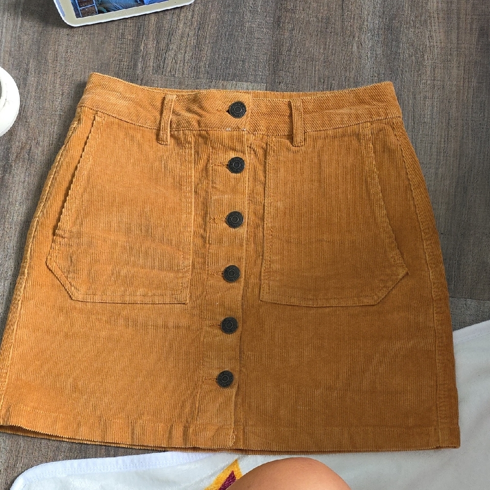 Wild Fable Corduroy Button-Down Skirt in Brown